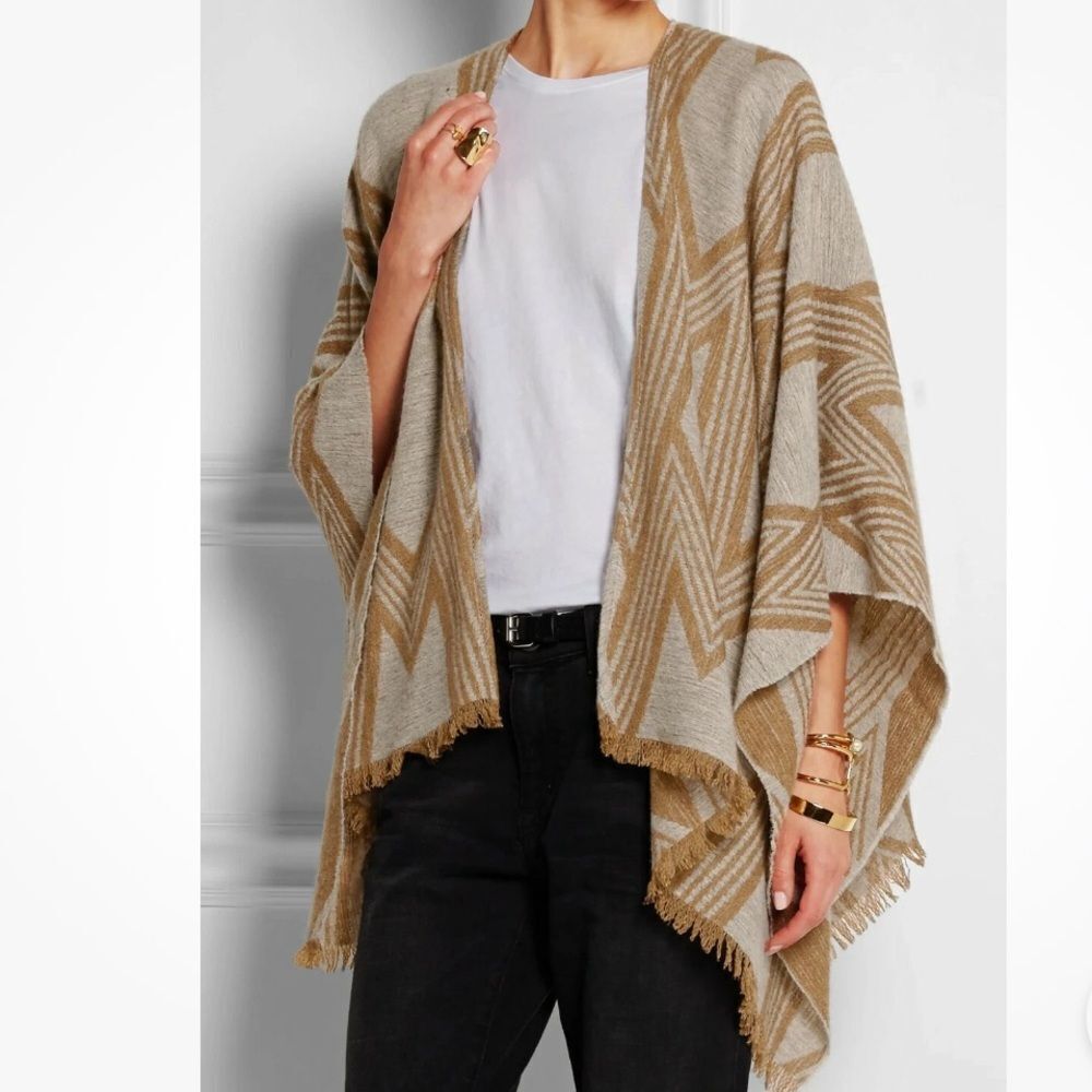 MAJE WOOL BLEND LOOSE WOOL PONCHO CAPE ONE SIZE-Q12